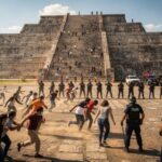 BREAKING: Gunman SHOOTS Americans Atop Ancient Pyramid… Crowd running in front of a pyramid with police in formation