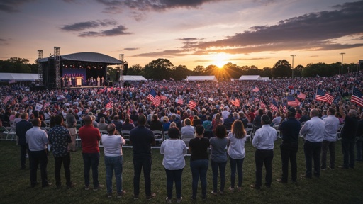 2028,Presidential,Race,Rallies Large crowd at a political rally during sunset