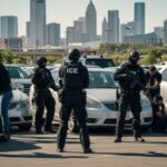 Homan PROMISES Hochul’s WORST NIGHTMARE Police officers in tactical gear conducting an arrest in a parking lot