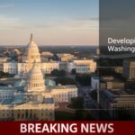 What’s Hiding? Secret UFO Tape May Soon Be Heard Aerial view of the Capitol building in Washington D.C. with a breaking news banner