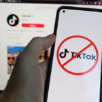A Taylor Swift Joke Is Now Campaign Ammo Phone shows TikTok logo with prohibited symbol