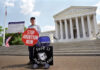 Person protesting abortion outside the United States Supreme Court.